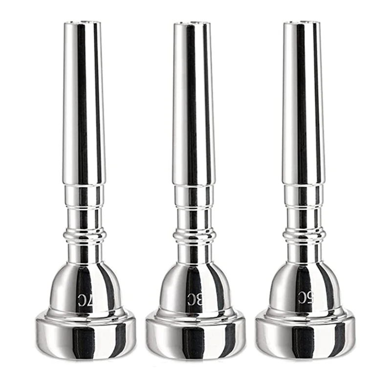 Baru panas 3 Pak corong terompet, 7C 5C 3C lapis perak Mouthpiece untuk pemula, pemain profesional