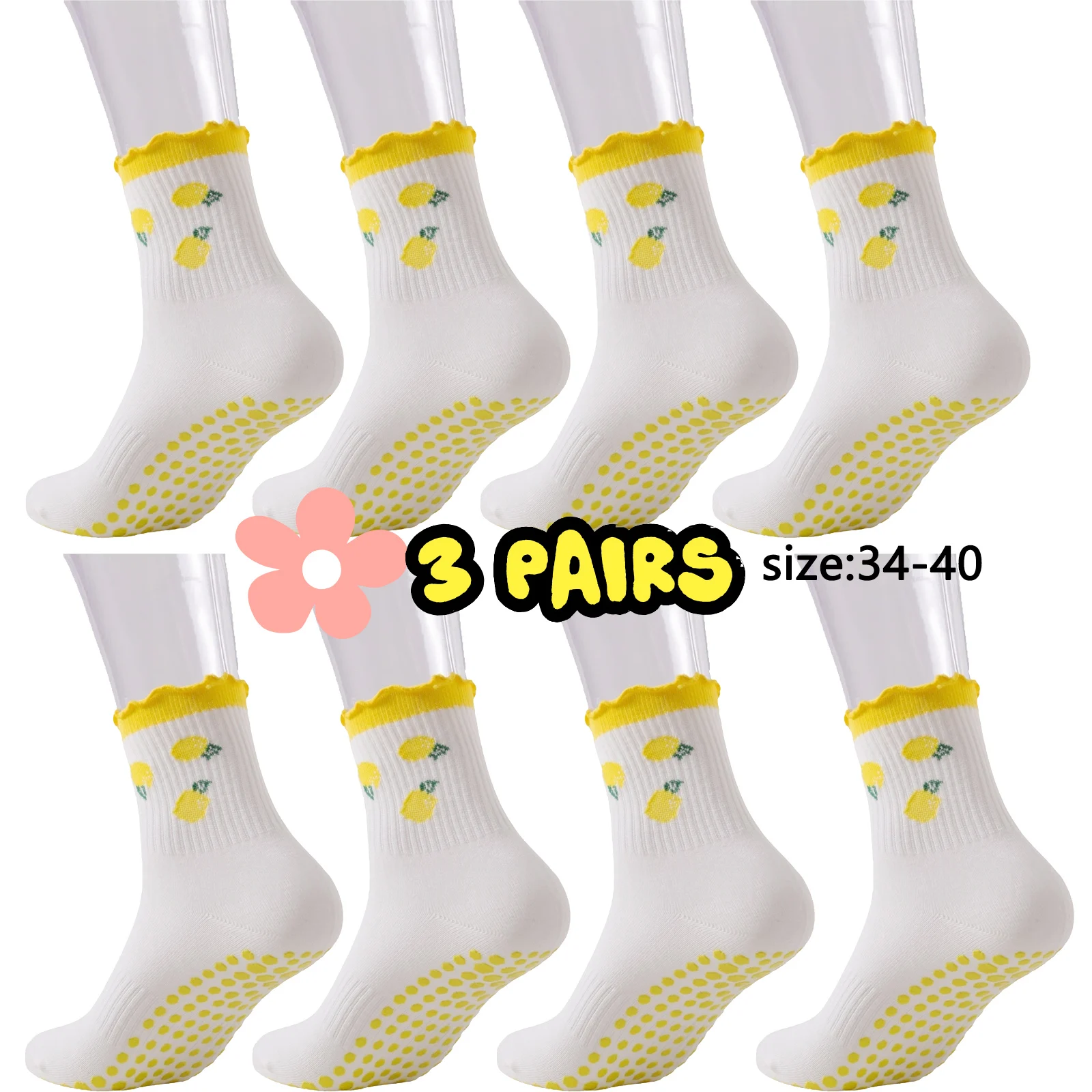 

3-пары женских носков Носки для пилатеса Носки для йоги Теплые носки Эластичные носки Нескользящие носки-тапочки Носки для фитнеса Велосипедные носки