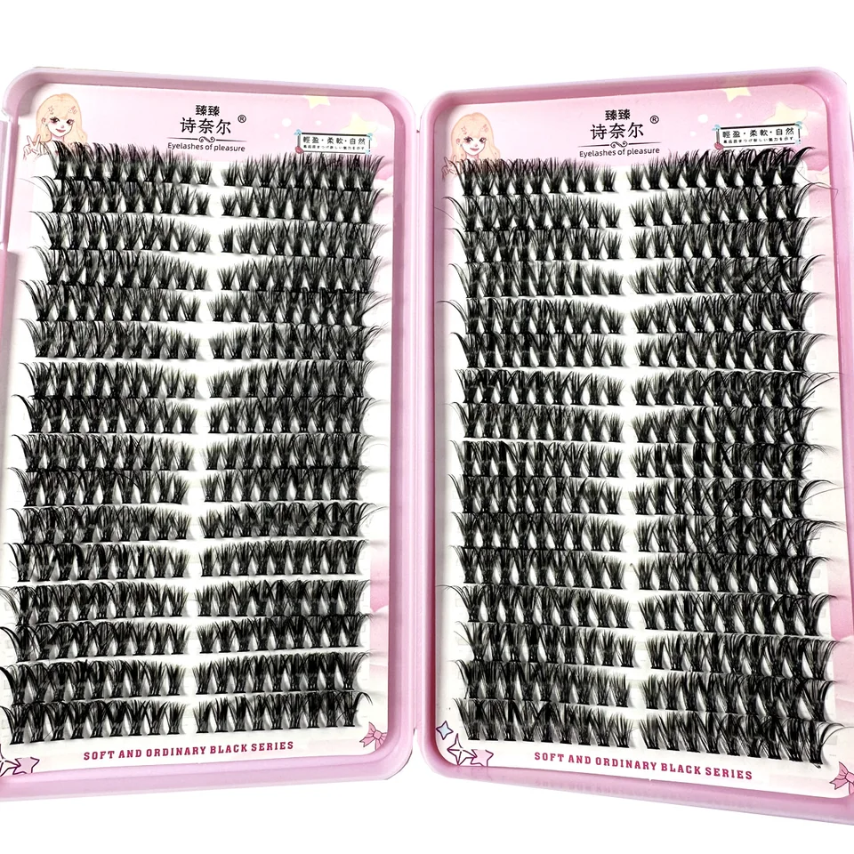 Extensión de Pestañas Ojo Izquierdo + Derecho Efecto Gato/Zorro Rizos Individuales 3D Suaves Naturales DIY Segmentadas 3