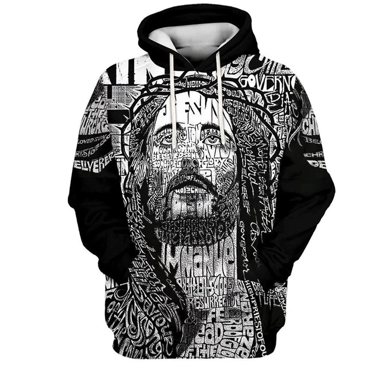 God Religion 3D Printed Hoodies For Men Clothing  Women Christ Jesus Pattern Street Long Sleeve Loose Oversized Tops Sweatshirt