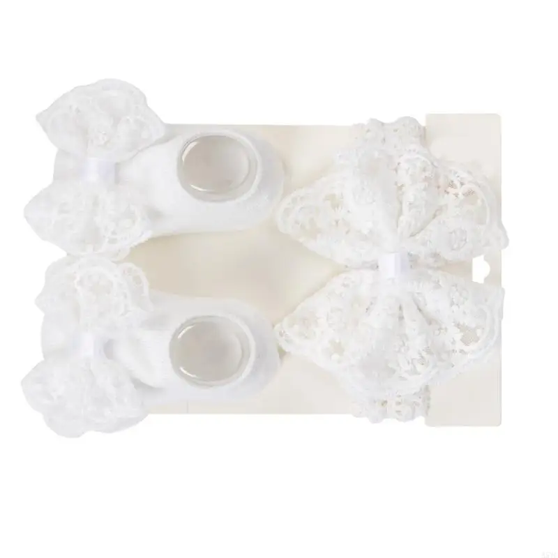 مجموعة جوارب A5YC قابلة للتعديل للأطفال بعقدة على شكل فيونكة مانعة للانزلاق للرضع من عمر 0 ​​إلى 12 شهرًا