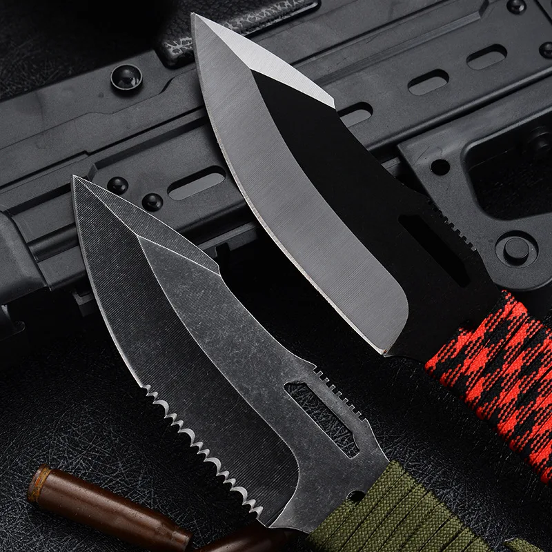 Field high hardness tactical knife Outdoor straight Wilderness survival no-folding knife Stainless Steel Multi-scenario use