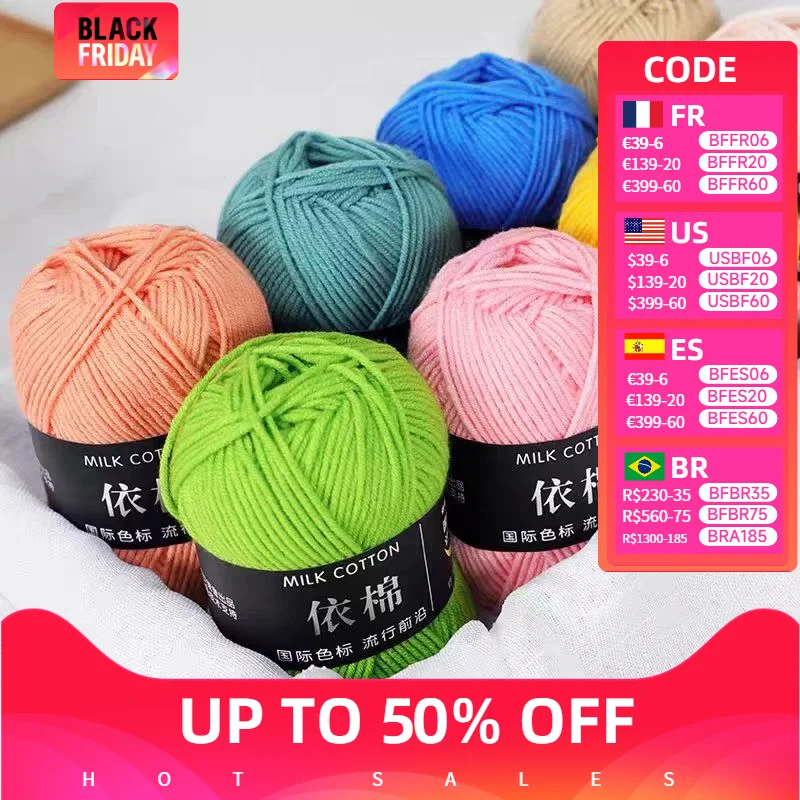 4ply 50g Set Milk Cotton Yarn for Knitting Needlework Dyed Lanas Crochet Craft Sweater Hat Dolls Wholesale