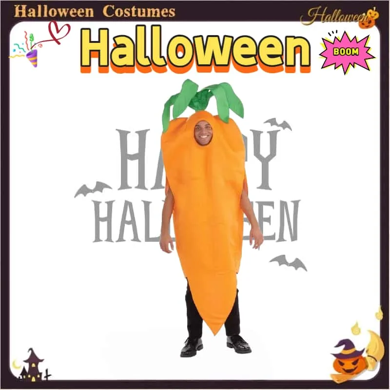 

Halloween Costume Carrot Jumpsuit for Adult Vegetable Theme Masquerade Party