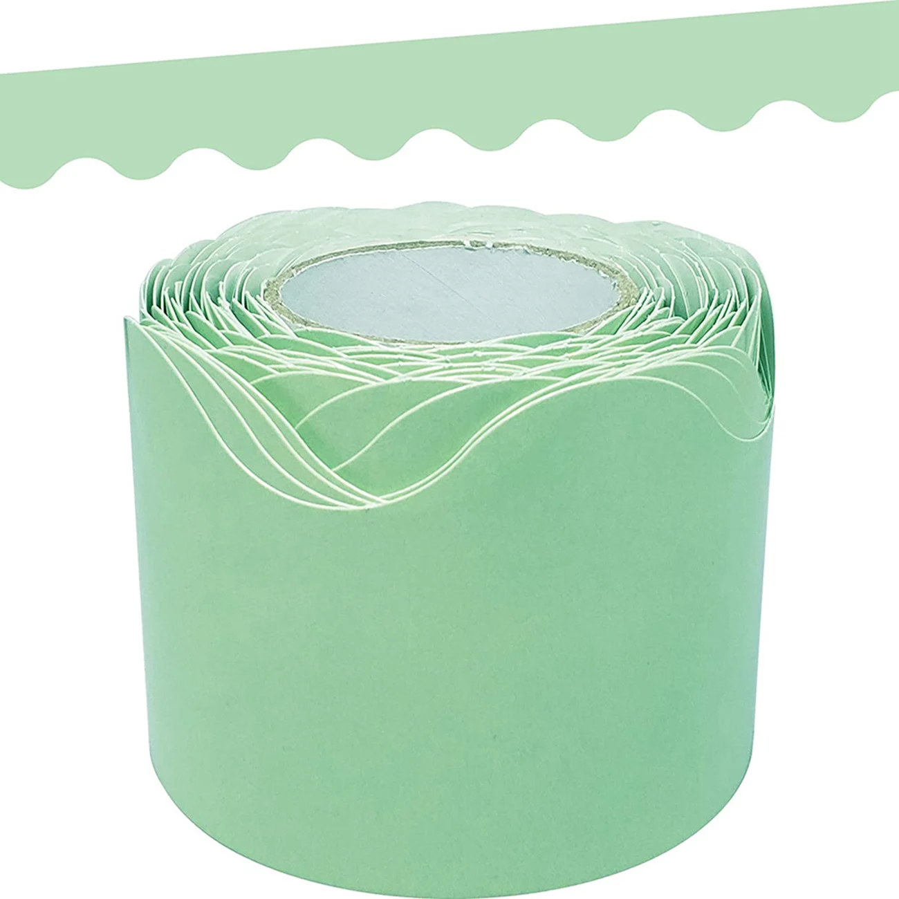 Mint Green Scalloped Rolled Border Sticker Trim - 50Ft - Decorate Bulletin Boards, Walls, Desks, , Doors, Schools,Offices