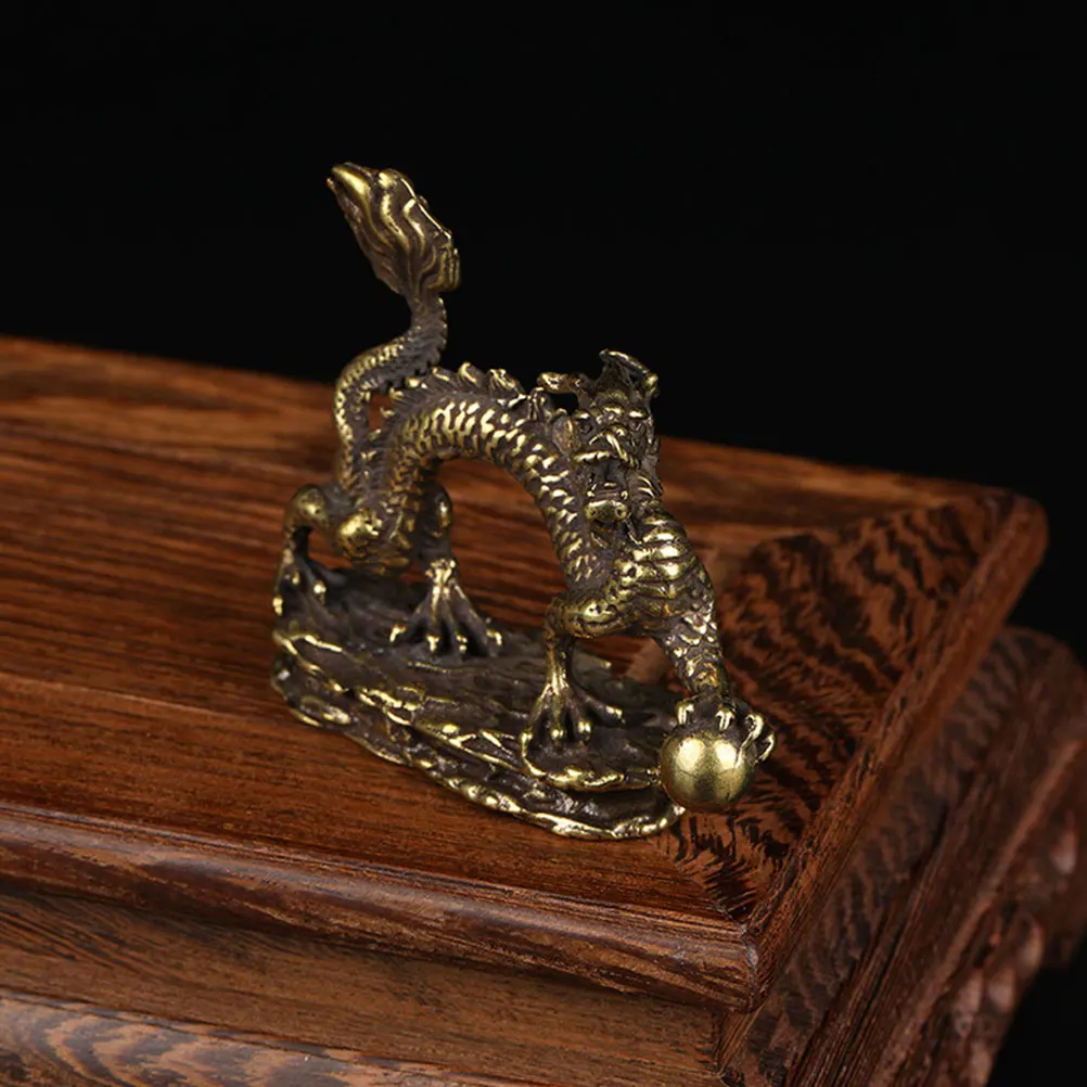 

Chinese Copper Ornaments Crafts Brass Statue Metal Desktop Miniature Figurine Retro Copper Dragon Statue Miniature Metal Dragon