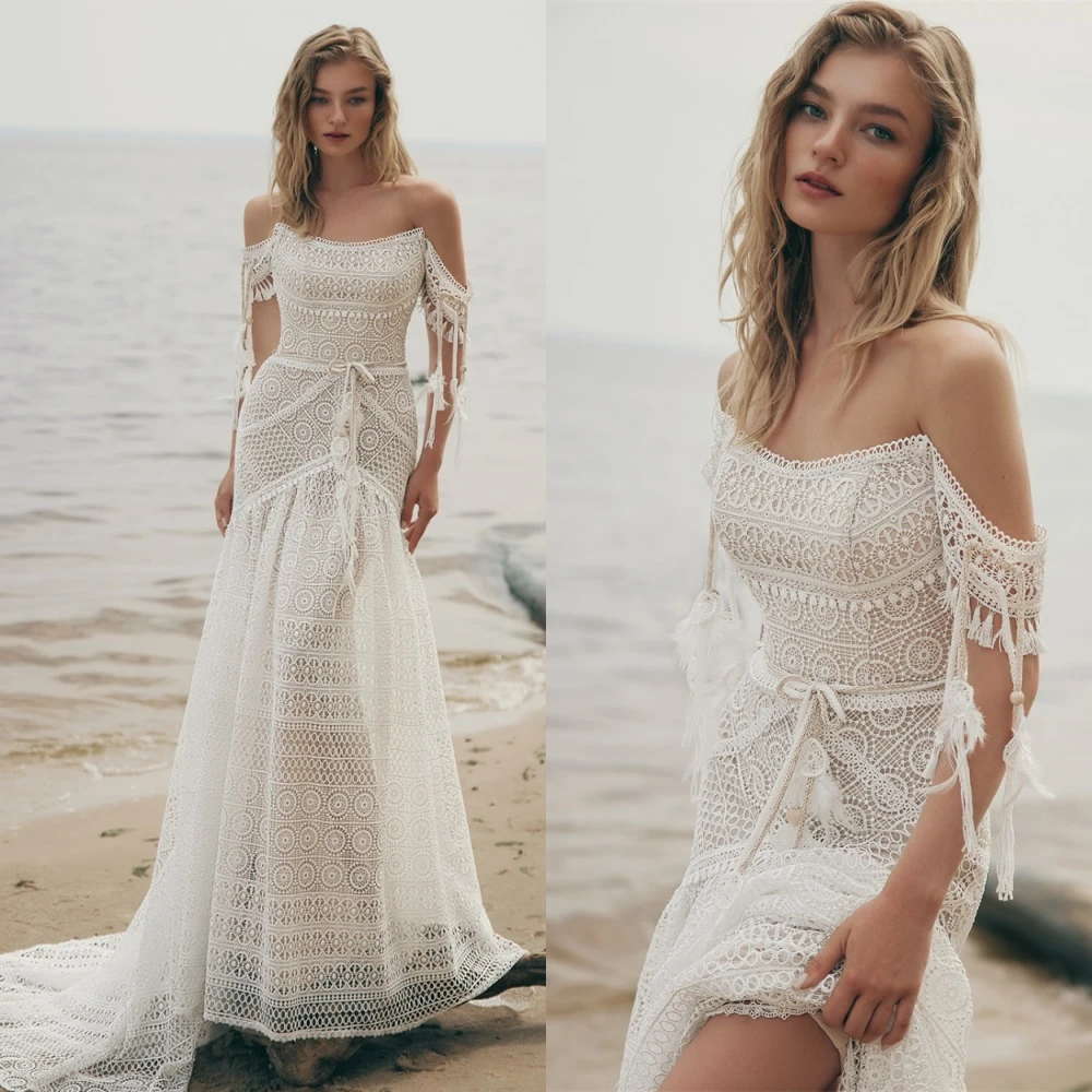 

Customized Formal Sexy Temperament Dreamy Romantic Wedding Dress White Lace Wedding Party Trumpet Sleeveless Dresses