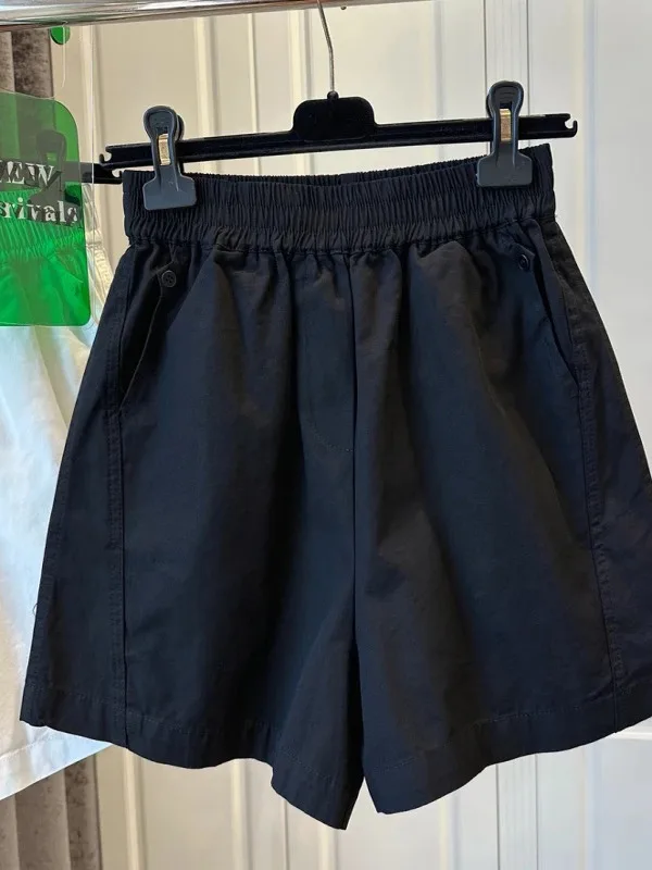 Pantaloni ort casual in puro cotone da donna a vita alta vestibilità ampia patchwork a cinque punti pantaloni estivi per il tempo libero Ele Simple Sle