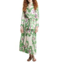 CHCH-vestidos elegantes estampados para mujer, vestido elegante de manga larga con cuello con cordones, bata de otoño, vestido camisero por debajo de la rodilla 2024