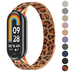 Pulseira Milanese para Xiaomi Mi Band 8, Pulseira de substituição, Pulseira magnética metálica, Acessórios Smartwatch