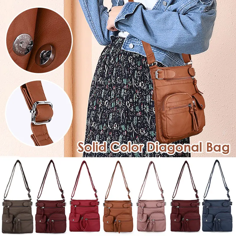 

Solid Color Women's Tote Bag Adjustable One Shoulder Bag Oblique Collapse Large Capacity Crossbody Unisex Couples Bag