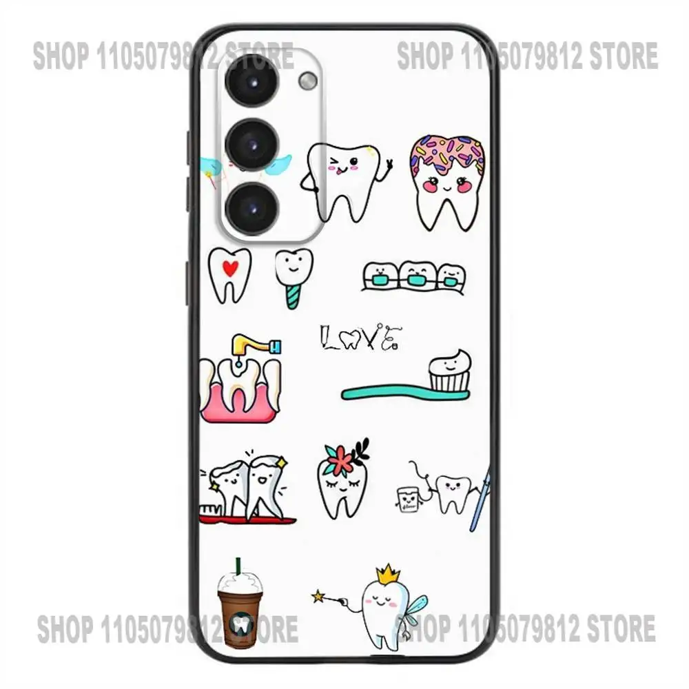 Funda de teléfono con Collage de dientes de dentista para Samsung Galaxy A20,21s,22,31,32,52,53,72,73,80,91, funda negra de silicona suave