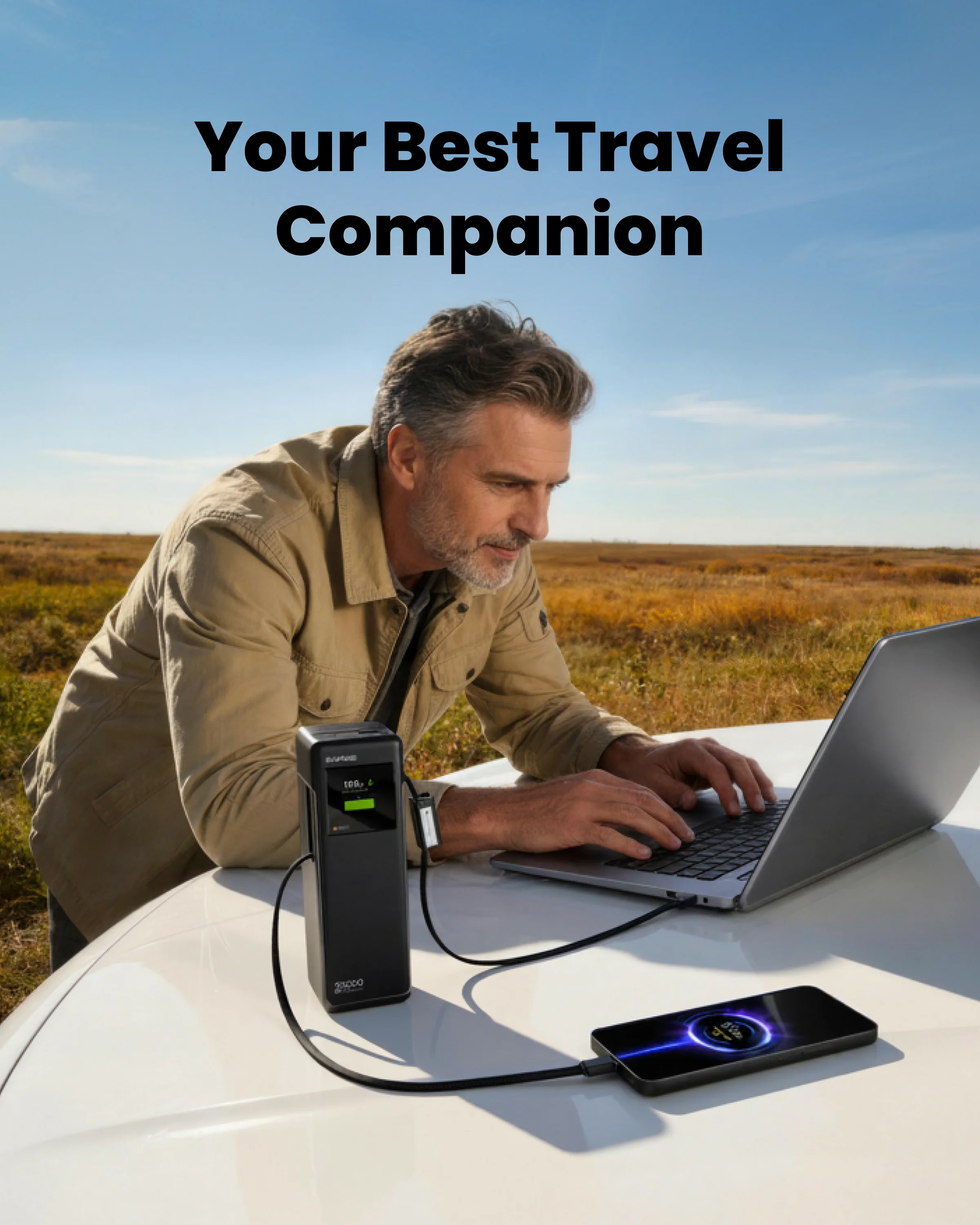 SHARGE 170W Laptop Power Bank 25000mAh Dual Built-in USB-C Cable Fast Charging Battery Pack for iPhone 17/16 Pro Max MacBook