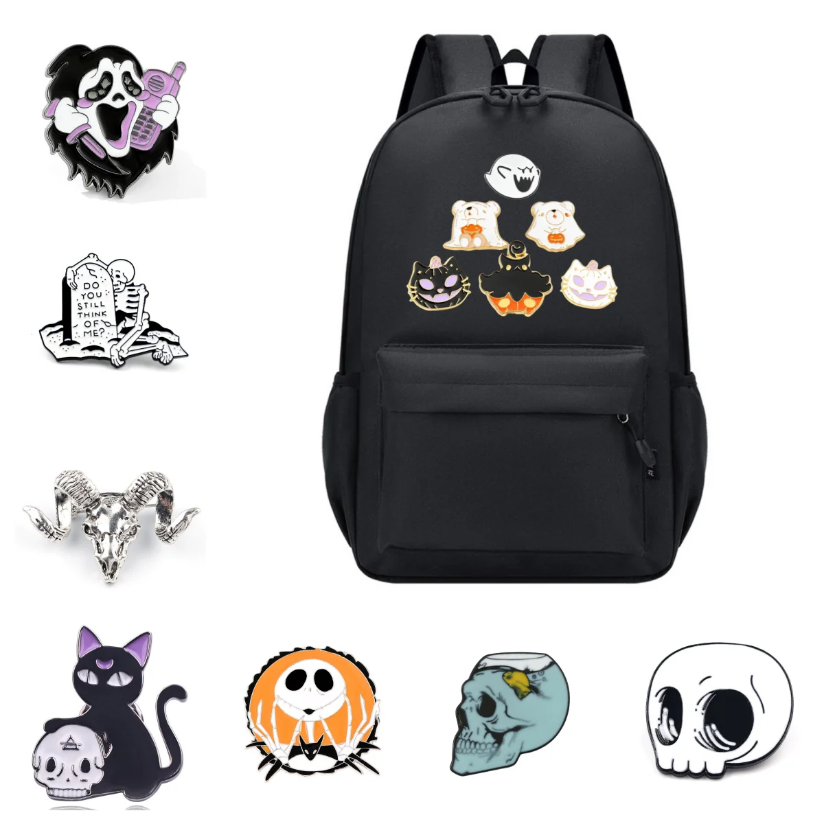 

Halloween Series Scream Pumpkin Brooch Enamel Ghost Personality Sheep Head Skull Badge Metal Cute Ghost Pins Gift Souvenir