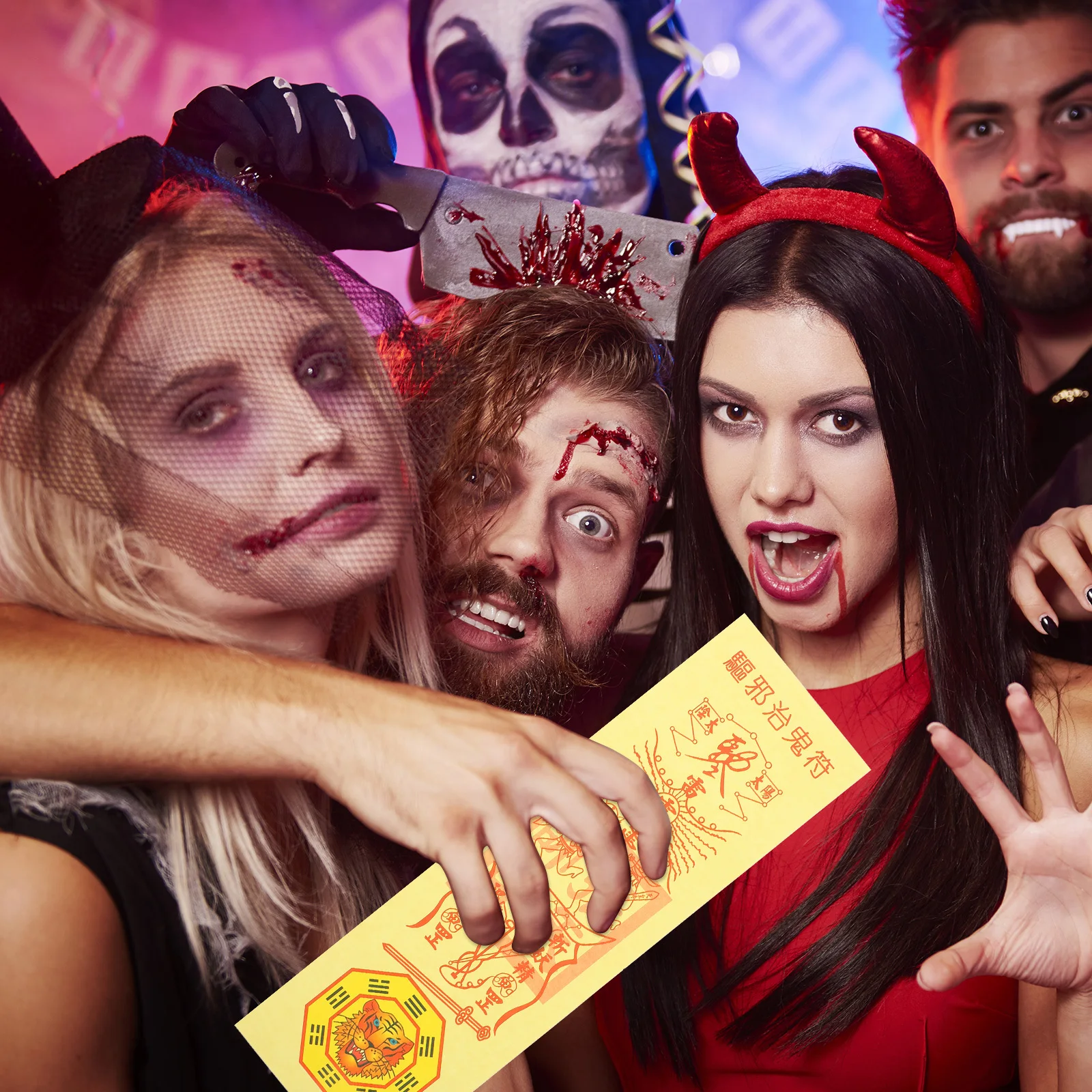 10 Arkuszy Chińskiego Papieru Fulu Rekwizyt na Imprezę Kostium Taoistycznego Świętyka Akcesorium Halloween Cosplay Dowcip Festiwal