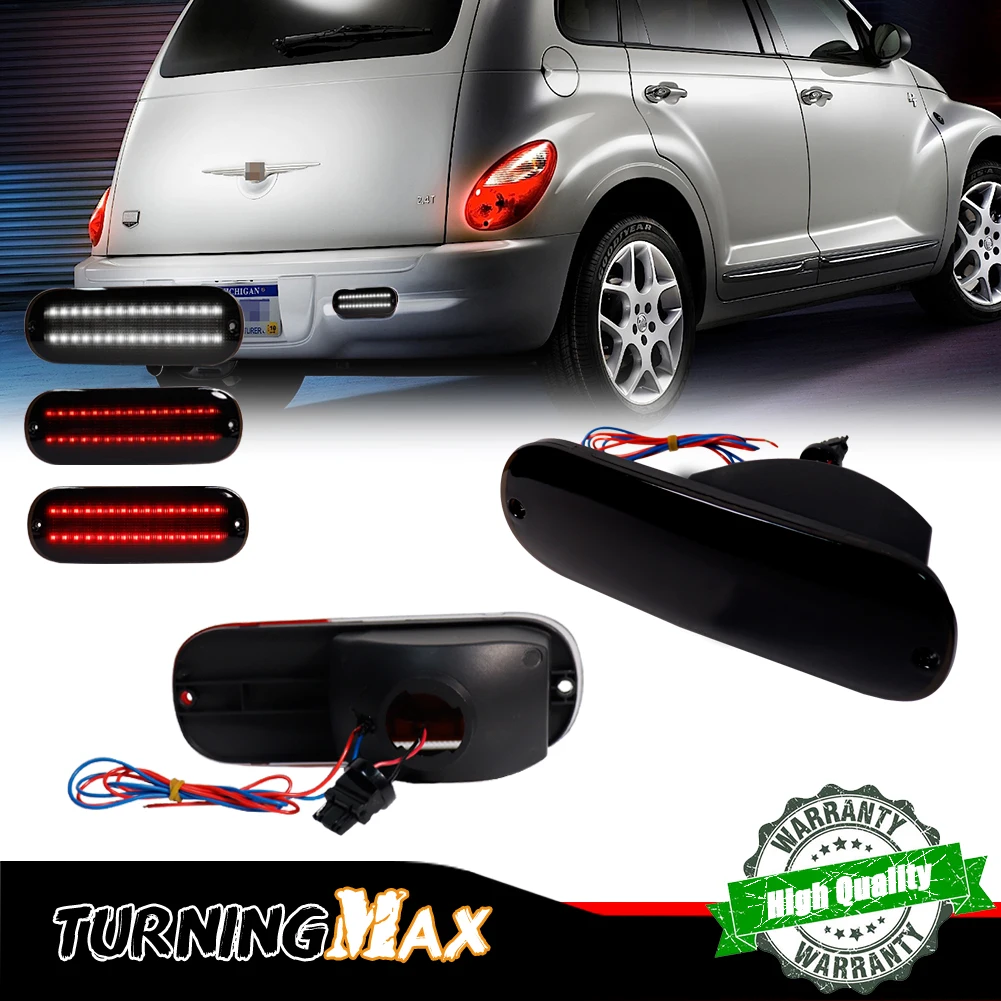 

2PCS Rear Bumper Reflector Lights Red Tail Light/Brake &Rear Fog Light as Reverse Light For Chrysler PT Cruiser