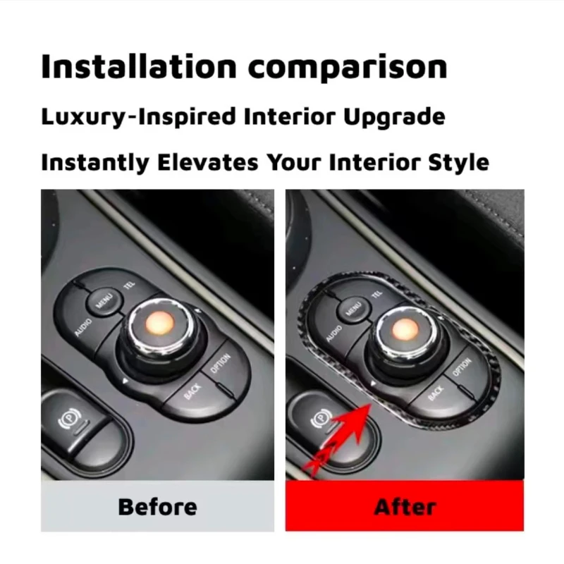 For MINI One Cooper S F55 F56 F57 F60 Accessories Carbon Fiber Car Cover Central Control Multimedia Knob Decoration Stickers