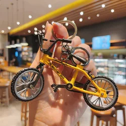 Alloy Model Bicycle Keychain Diecast Metal Mini Finger Mountain Bike Bag Pendent Key Chain Toy Gift for Children Men Collector