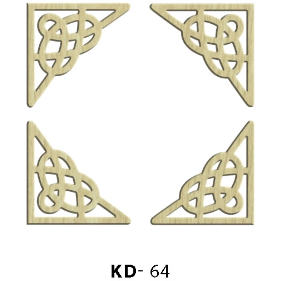 KD64 Corner Motif 4lü Set Wooden Package Ornament, Hobby Wood Ornament