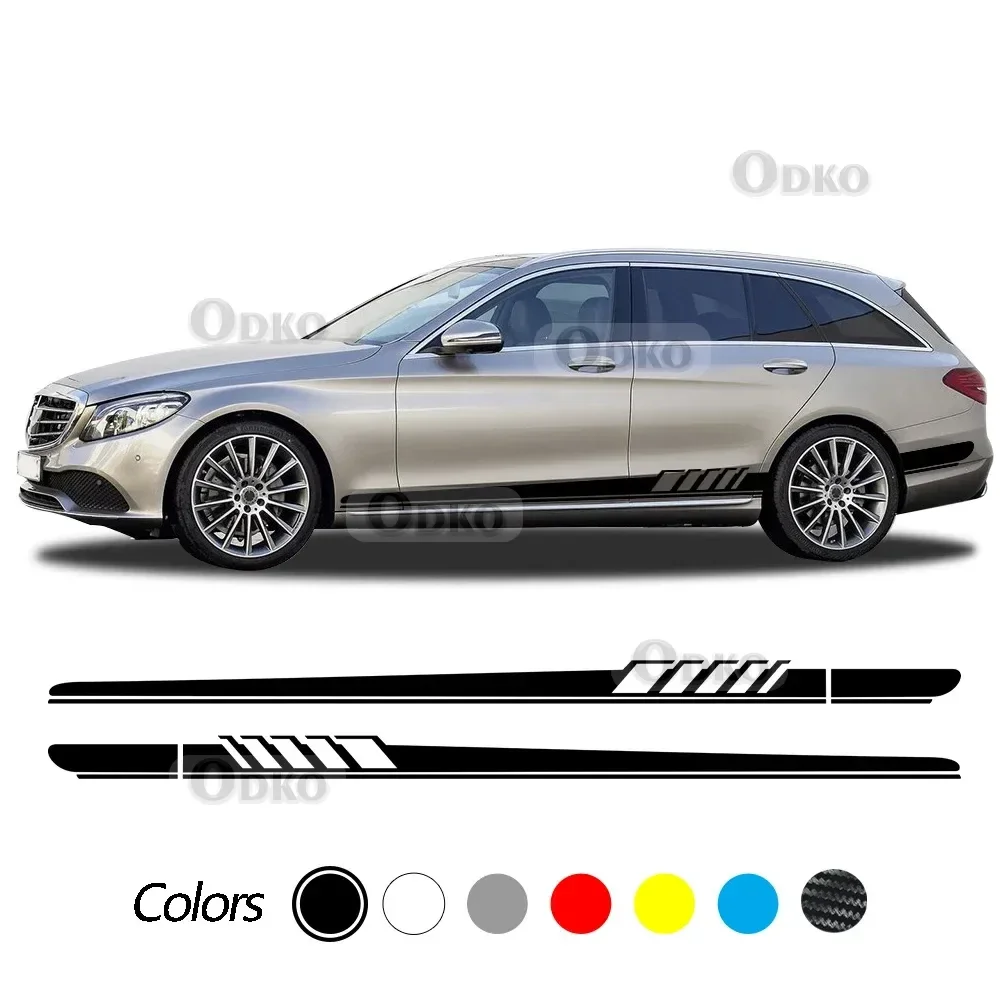 

Виниловая наклейка на боковую дверь автомобиля для Mercedes Benz C-Class S205 Estate C180 C200 C300 C63 AMG гоночная боковая юбка аксессуары