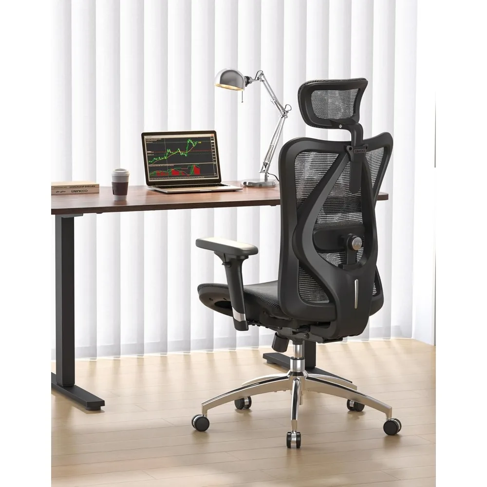

Ergonomic Office Chair with 3 Way Armrests Lumbar Support and Adjustable Headrest High Back with Tilt Function (Black)
