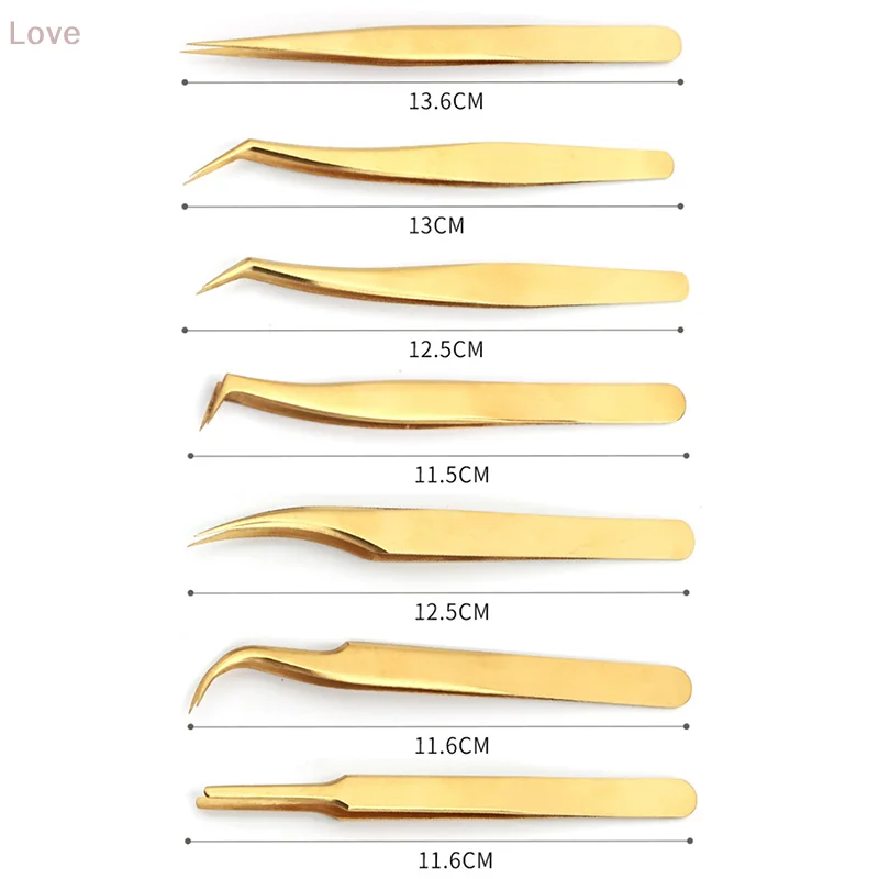 [L&P] 1Pcs Eyelashes Tweezers Stainless Steel Straight Curved High Precision Anti Static For Eyelash Extensions