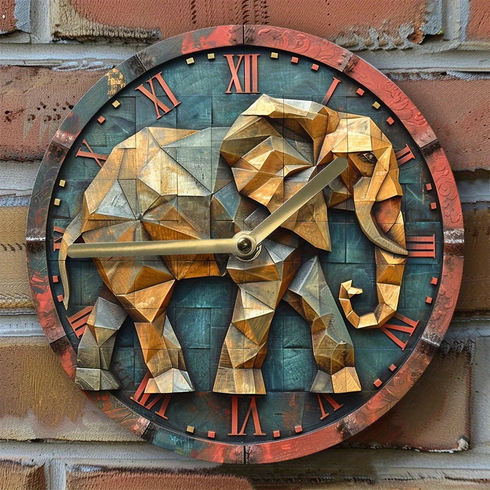 

2D Effects Wall Clock - Indian Elephant Theme - DIY Assembly Kit , Includes Clock Movement - Perfect for Summer Entrance Decor