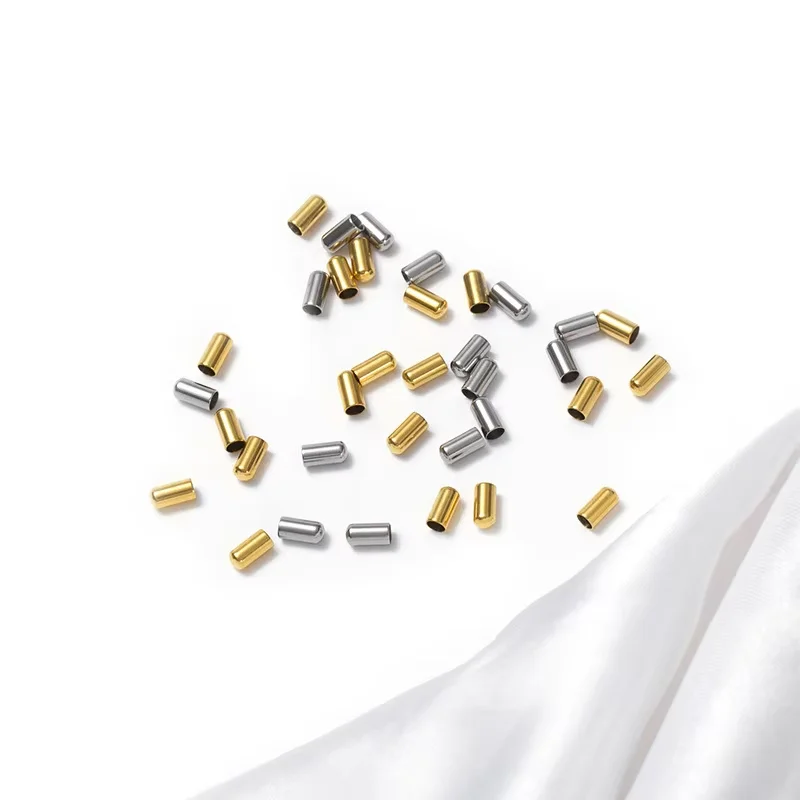 100pcs Gold Stainless Steel Crimp Clasps DIY Cord Bracelet Fastener End Caps Leather Necklace for Jewelry Making DIY Findings