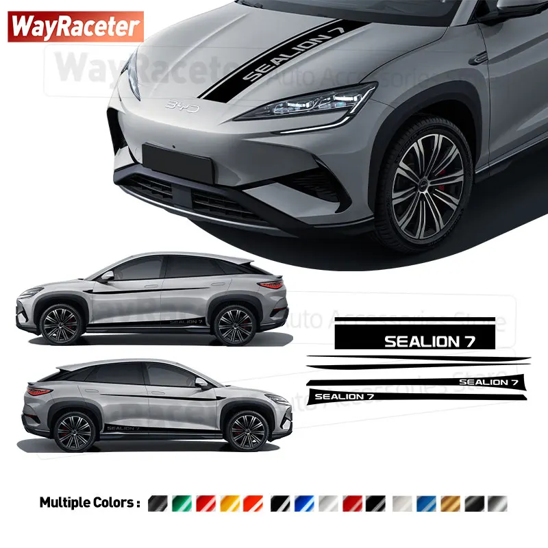 

Комплект из 5 наклеек из карбонового винила для дверей, капота и боковых линий кузова BYD Sealion 7 2025-2026, аксессуары