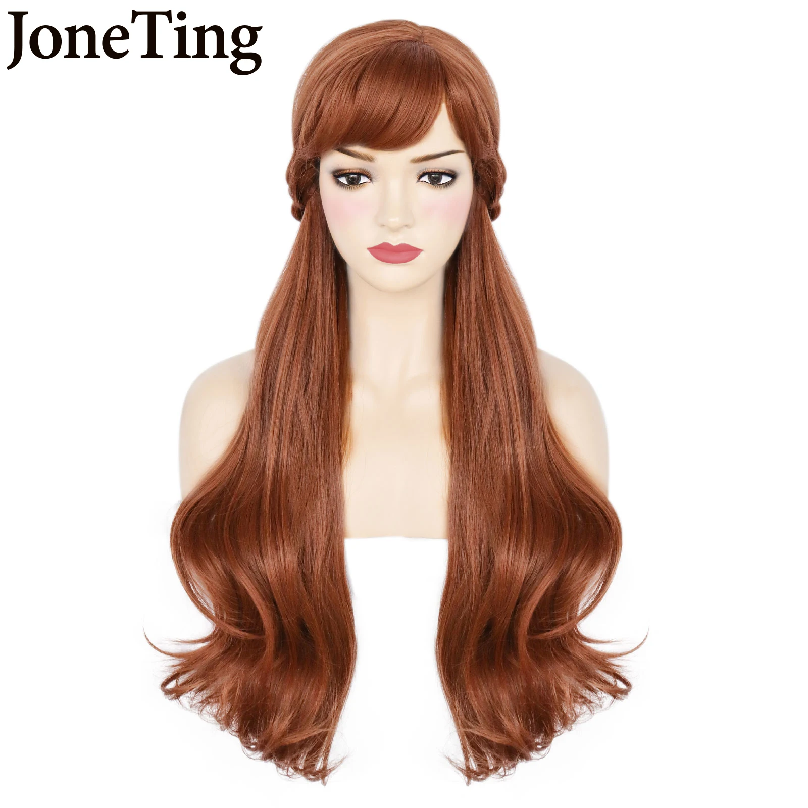 JT Synthetic Anna Cosplay Wigs the Fairy Princess Role Play Brown Body Wave Cosplay Wig Heat Resistant Fiber Hair Halloween