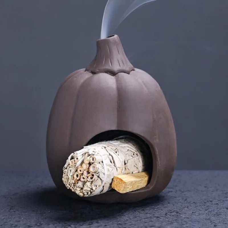 Purple Clay White Sage Stove Creaive Halloween Pumpkin Pau Santo Aromtherapy Burner Fragrance Item Indoor Use Home Decor