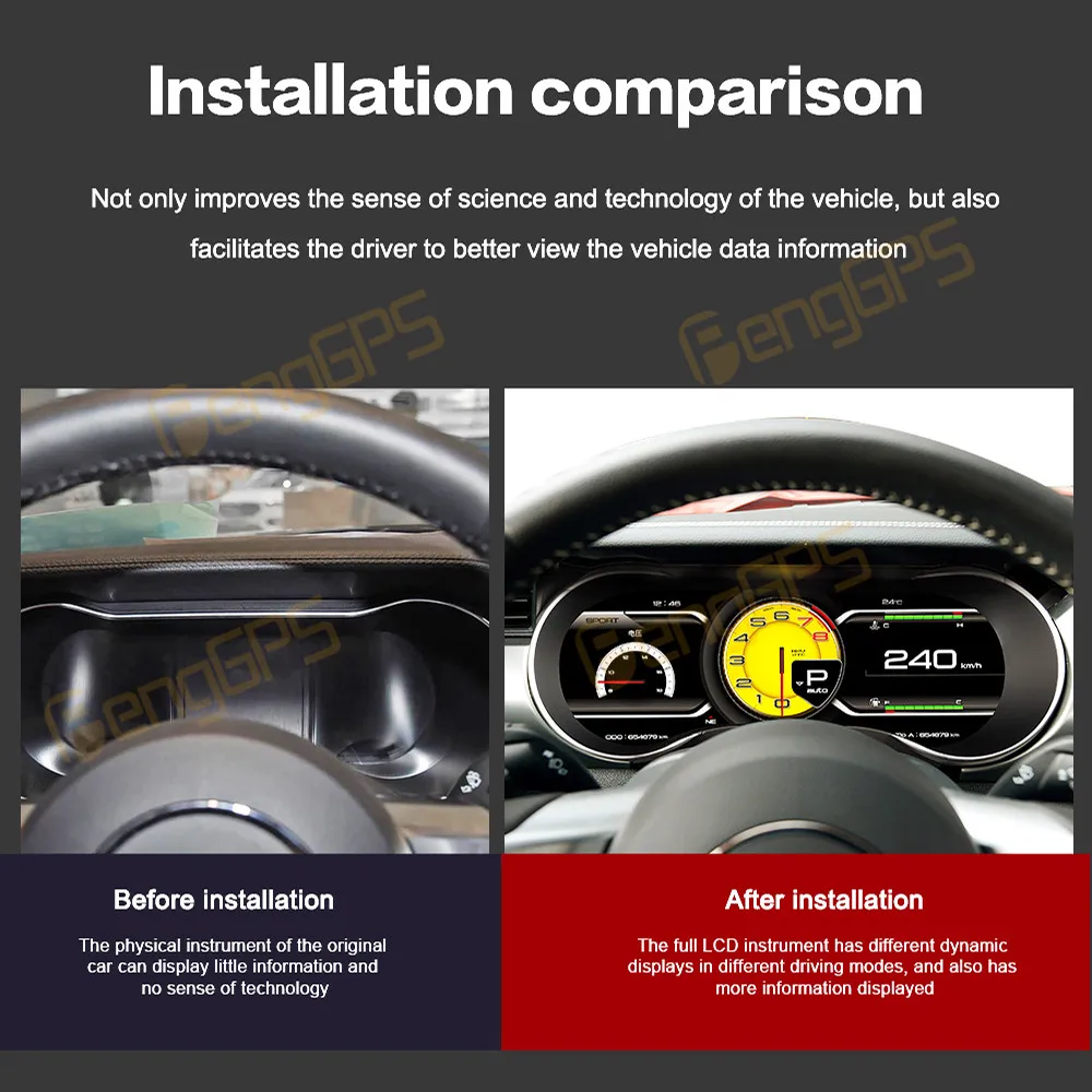 New Car Dashboard Cluster For Ford Mustang 2015-2023 Speedometer instrument panel digital instrument Car play OTA upgrade Linux
