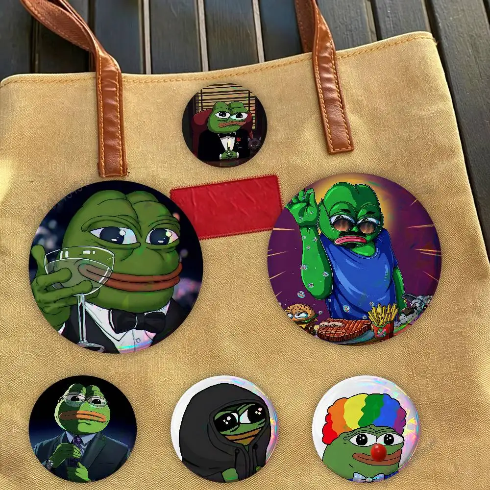 

Meme Fuuny Frog P-Pepe Badges Personalized Handmade Round Brooches Pins Accessory 25mm 75mm 44mm 58mm 32mm