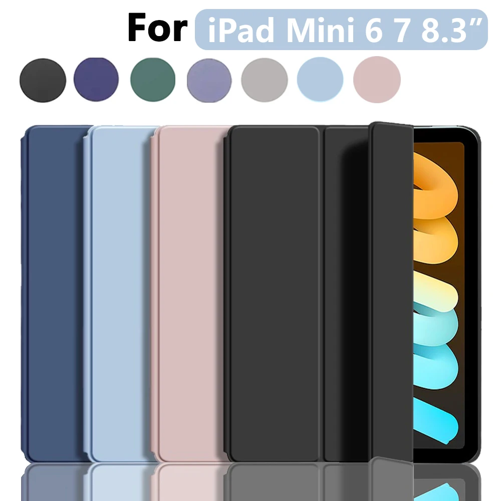 

Мягкий силиконовый флип-чехол для iPad Mini 6 7, 8,3 дюйма, тонкий тройной чехол-подставка для планшета с мягкой задней крышкой из ТПУ, автоматическое пробуждение/сна