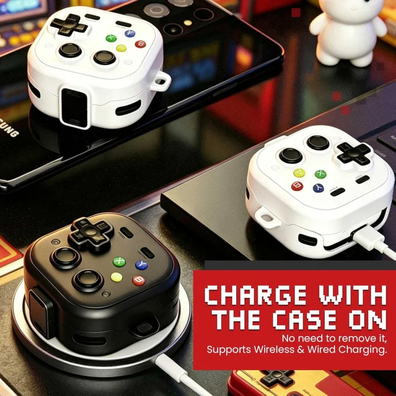 2026 Secure Lock Case for Galaxy Buds 4 Pro Rugged Hard Shell with Cleaner Kit 3D Game Controller Cover for Buzz4 4 Pro Earbuds