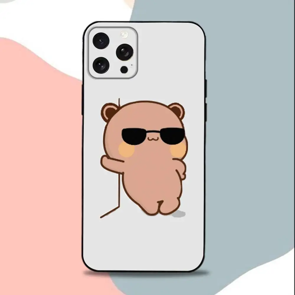 Casing HP C-Cartoon BUBU Lucu DUDU-es Untuk iPhone 15,13,16,12,11,17,14,Plus,Pro,Max,XS,XR,X,SE,Mini, Bahan Silikon Lembut Warna Hitam