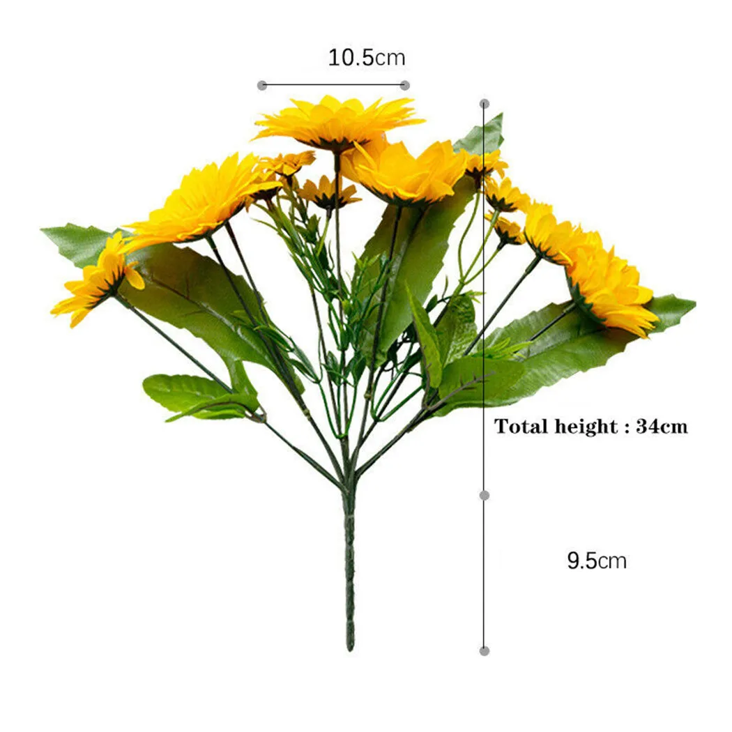 Ramo de girasol Artificial de 13 cabezas, flor de seda de calidad, decoración de boda, fiesta de jardín en casa, flores falsas