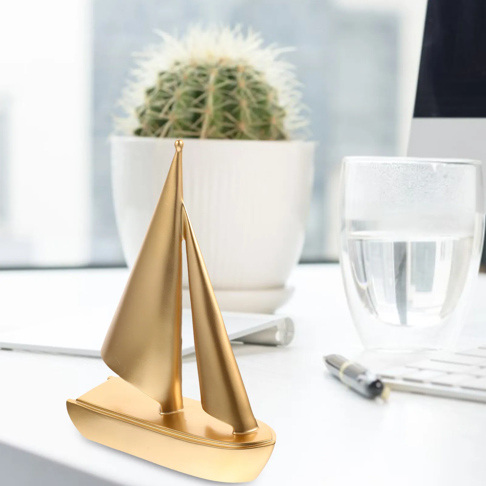 

Premium Resin Sailboat Sculpture Elegant Desktop Ornament Multi Scene Decor Home Office Hotel Restaurant Decorative Sailboat Art