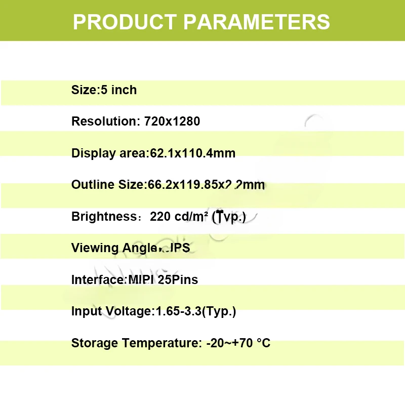 Customized screen size Interface touch optional 5-inch Mipi 720 * 1280 Ips medical LCD screen