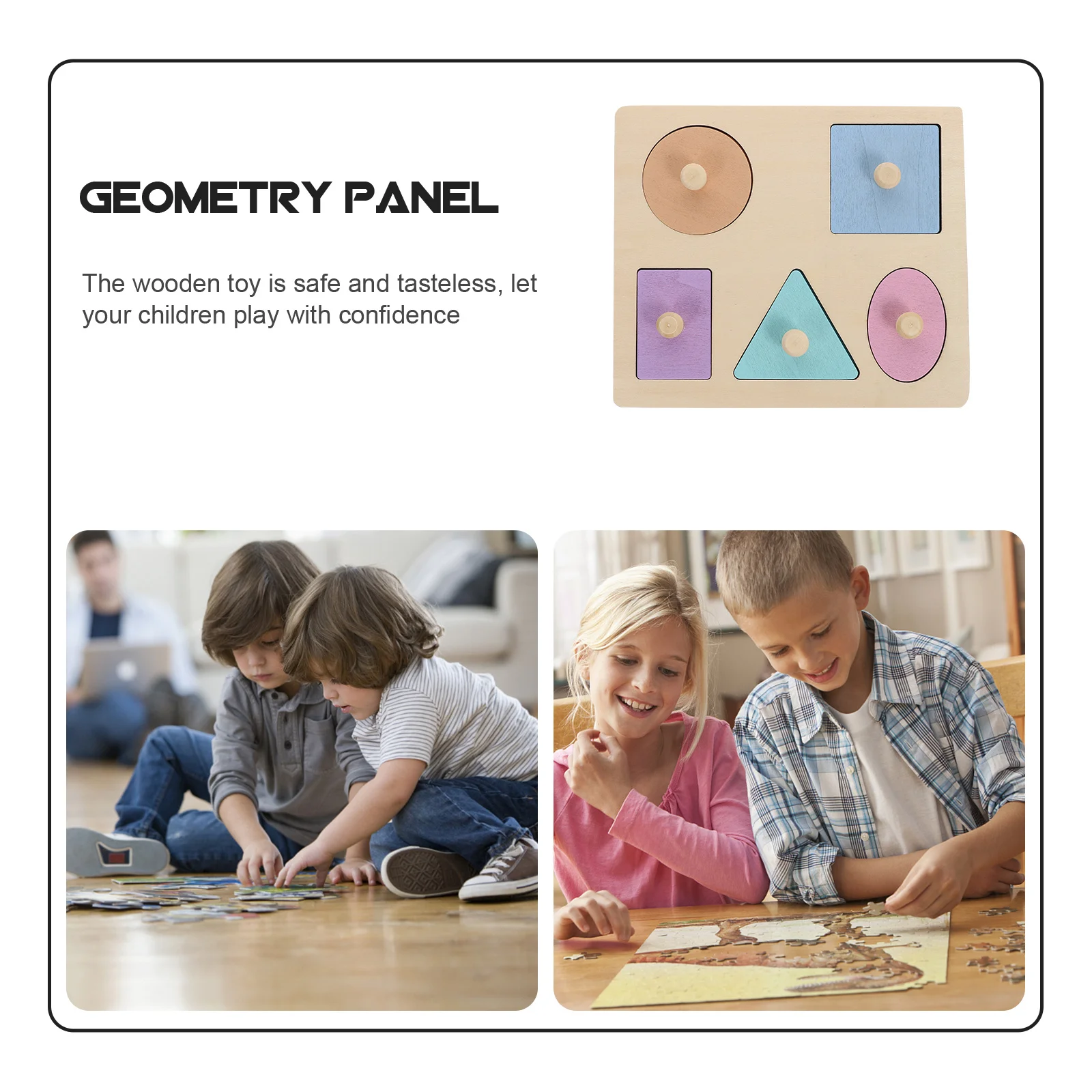 1 Satz 1 Satz geometrischer Formen-Puzzle aus farbigem Holz, passendes Spielzeug für Kinder, Gehirnentwicklung, frühes Lernen, Familie