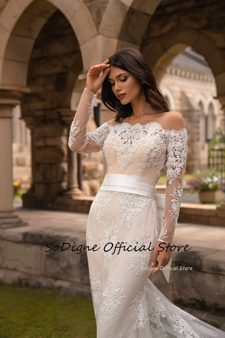 SoDigne Mermaid Long Wedding Dresses O-neck Full Sleeves Appliques Bridal Dress Bride Gown 2025 vestidos de novia Customized 12 S42a00ddcacab4cf8947fc4ce9bb2d59c2