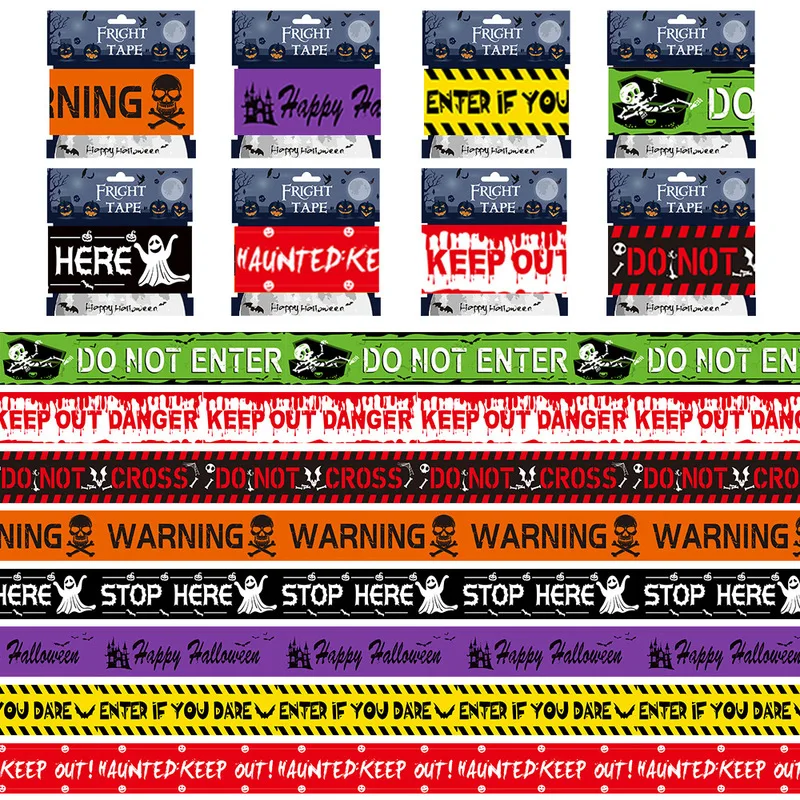 Halloween Caution Tape Warning Barrier Tape Haunted House Party Decor Supplies Yard Props Self Adhesive
