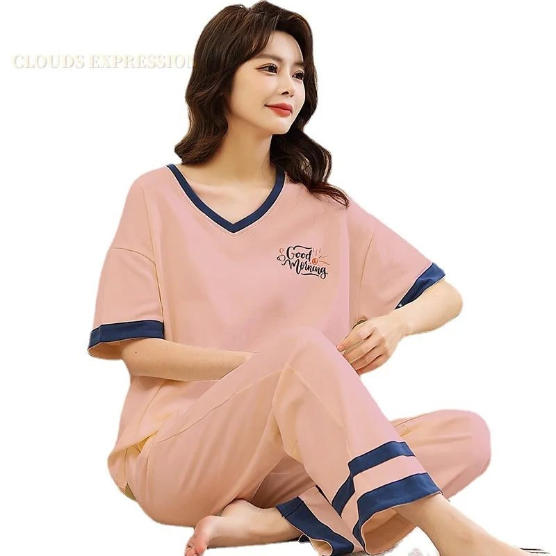 

Spring Summer Nightwear Girls Pjs Elegant Women Pajama Sets Pyjamas Femme Pink Sleepwear Female Loungewear Pijama Mujer Homewear