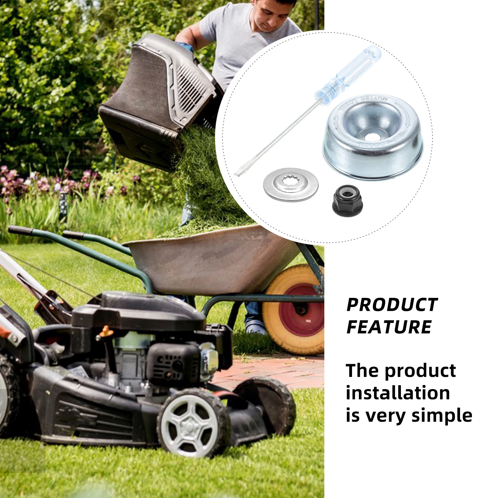 

Lawn Mower Gear Head Kit Iron Replacement Blades Adapter Corrector Attachment Set for Trimmer Grass Cutting Gardening