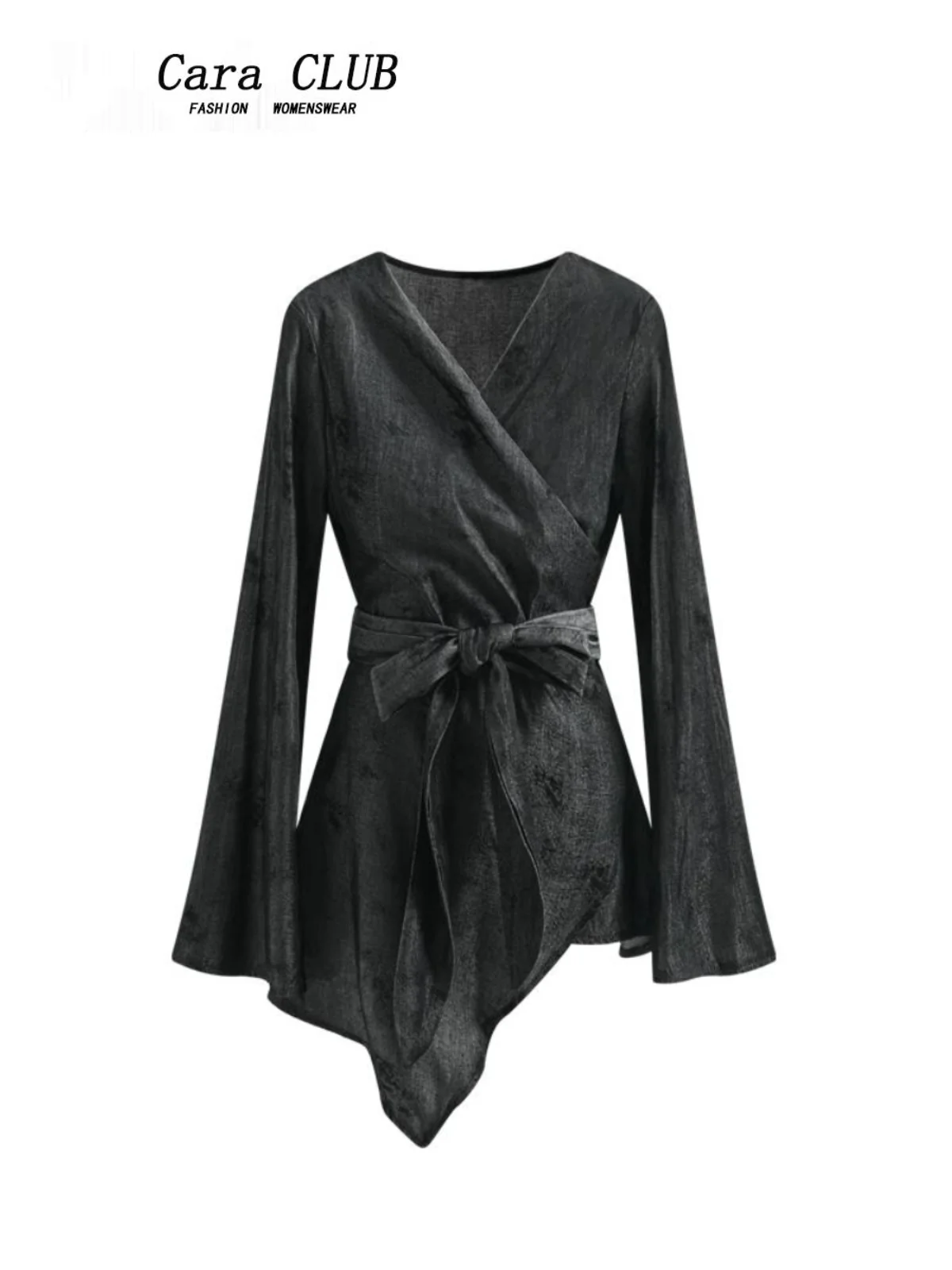 

Unique Beautiful Long Sve irt Women's Spring plus Size Casual Wear High Waist Cotton Polyester Blend V-Ne Regular Fit