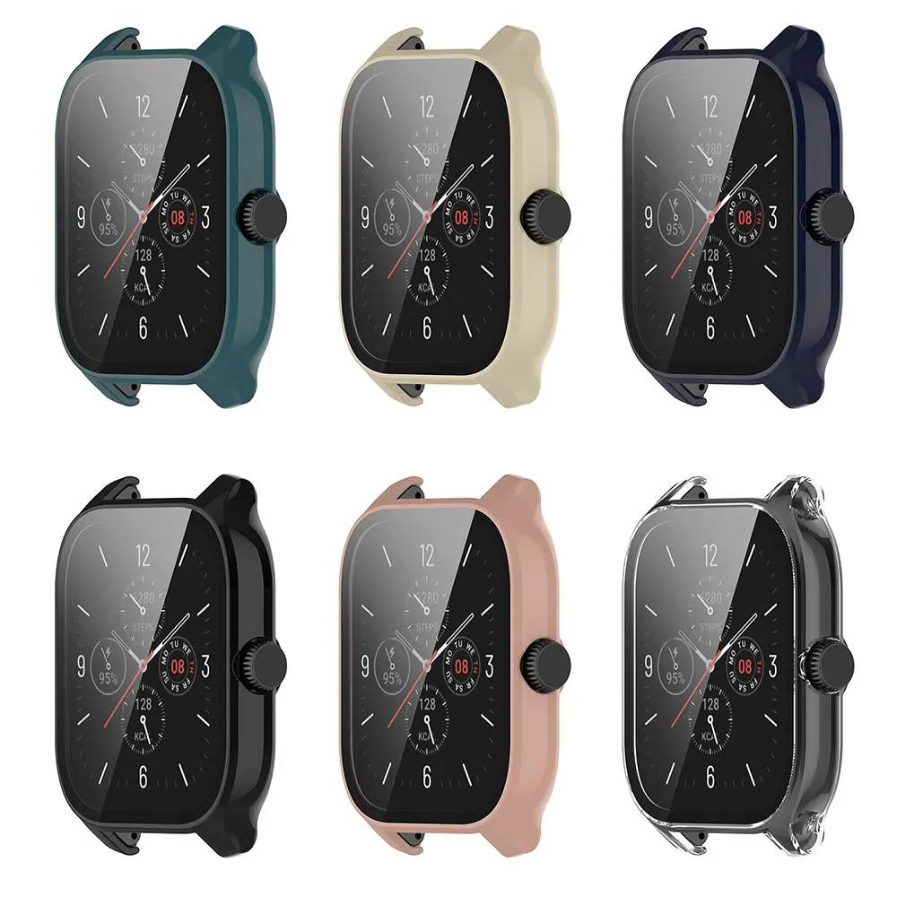 Tempered Glass + Case For Huami Amazfit GTS 4 Mini PC Hard Screen Protector All-around Bumper Protective Cover for Amazfit GTS4