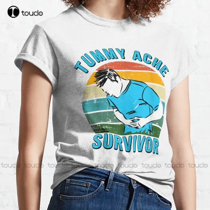 Tummy Ache Survivor Trend T-Shirt Summer Shirts For Women Outdoor Simple Vintag Casual T Shirts Funny Art Streetwear Cartoon Tee