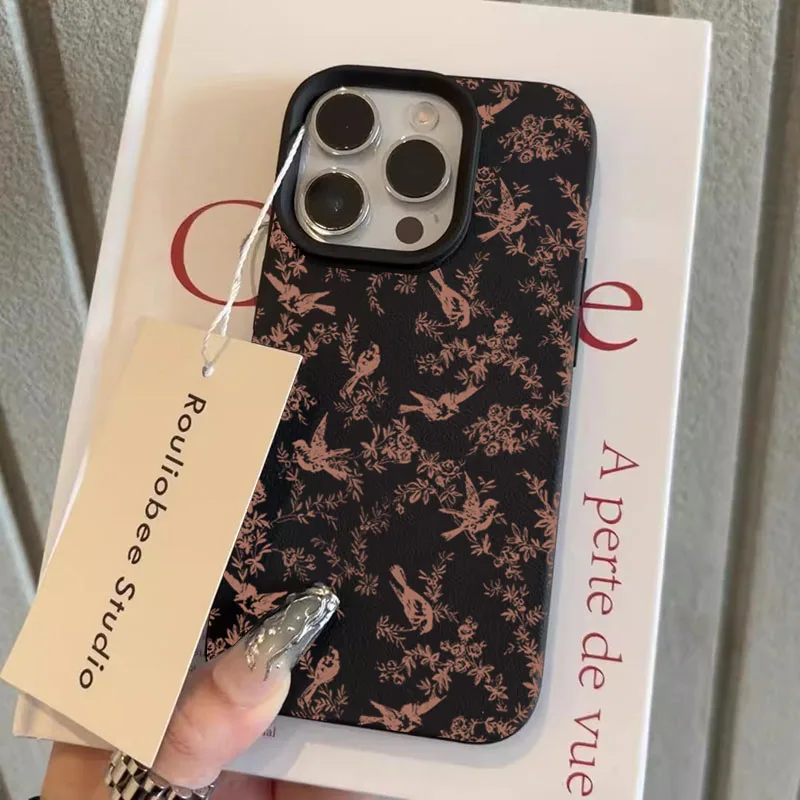 Rosa Kleine Blumen Litschi-Muster Silikon-Handyhülle für iPhone 17 16E 16 15 14 13 XS X XR12 11 Pro Max Plus Stoßfeste Hülle