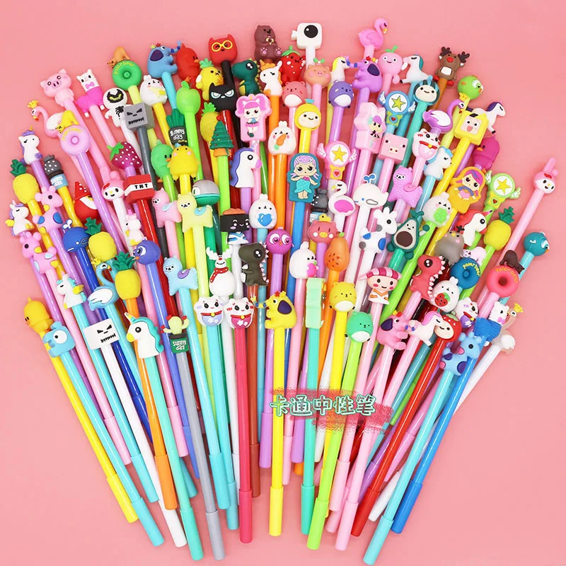 Imagem -04 - Cute Cartoon Gel Ink Pen Educação Material de Escritório Prêmio Escolar Presente do Estudante Menina Divertida Aleatoriamente 05 38 mm 10 20 50 100 Pcs