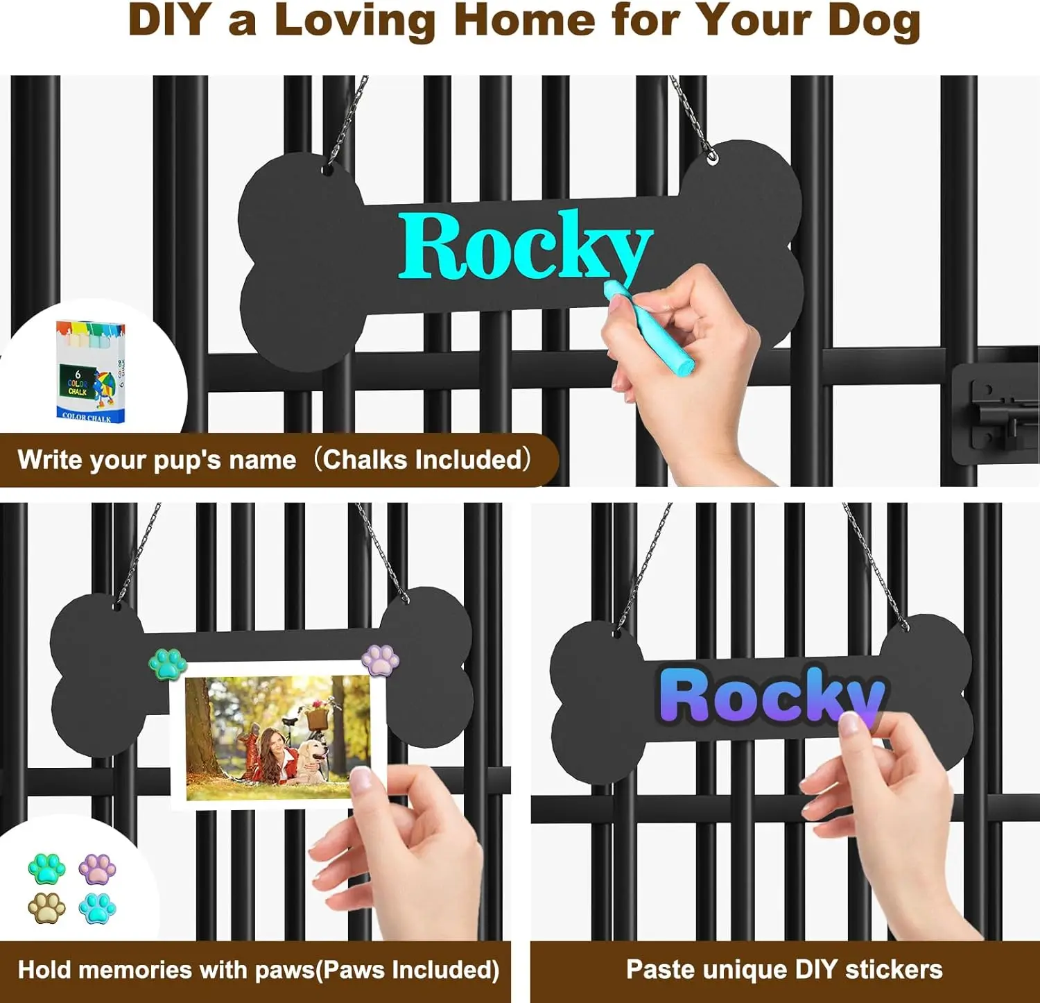 Móveis de caixa para cães dobráveis, sem montagem, canil decorativo para cães internos, caixas para cães grandes (35-60 lb), cachorro de madeira